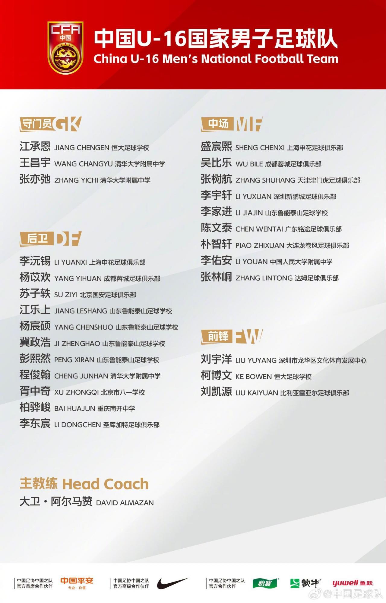 华体会官方网站-出战蒙太古杯 U16国足月底和法国、巴西等队过招